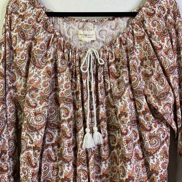 DENIM & SUPPLY Ralph Lauren Blouse Top Paisley Boho Rope Tie Neck‎ & Waist - Picture 4 of 12